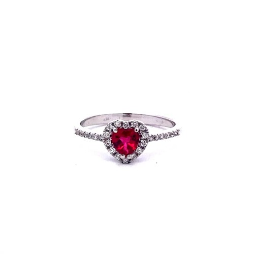 Anello con Rubino Cuore e Diamanti Naturali