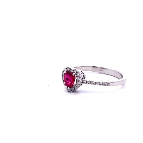 Anello con Rubino Cuore e Diamanti Naturali