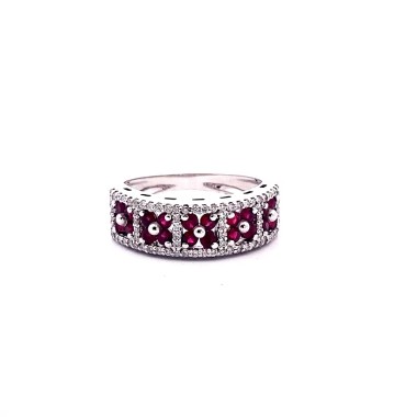 Anello Fascia con Rubini e Diamanti Naturali