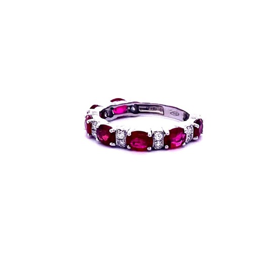 Anello Veretta con Rubini Ovali e Diamanti Naturali