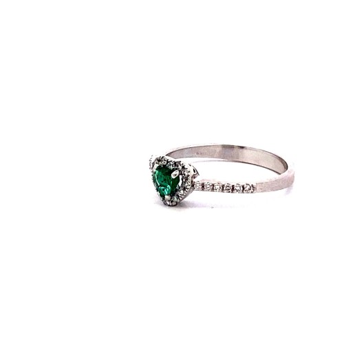 Anello con Smeraldo a Cuore e Diamanti Naturali