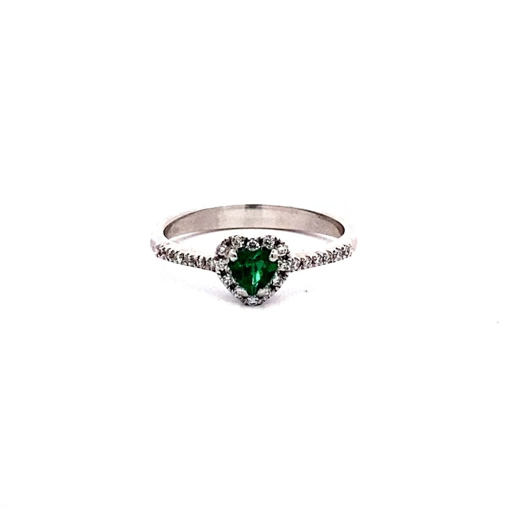 Anello con Smeraldo a Cuore e Diamanti Naturali