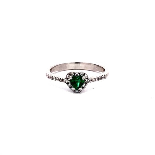 Anello con Smeraldo a Cuore e Diamanti Naturali