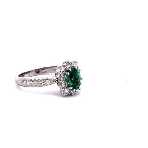 Anello con Smeraldo Ovale e Diamanti Naturali