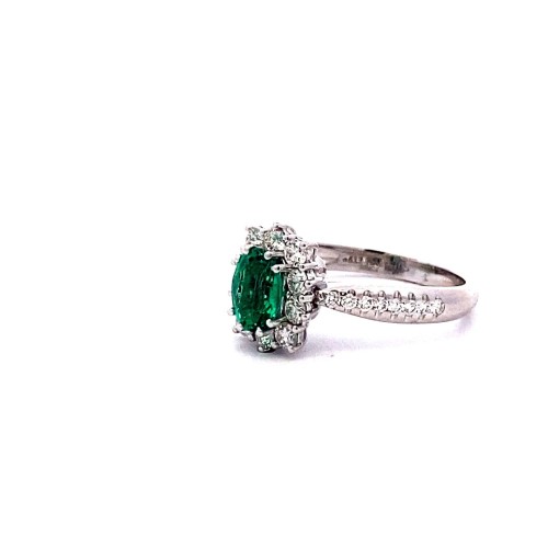 Anello con Smeraldo Ovale e Diamanti Naturali