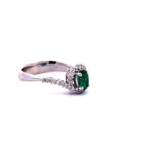 Anello con Smeraldo Ovale e Diamanti Naturali