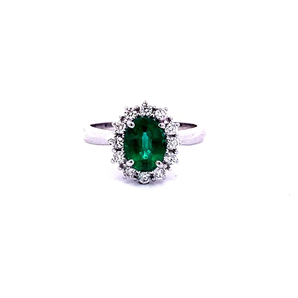 Anello con Smeraldo Ovale e Diamanti Naturali