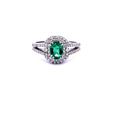 Anello con Smeraldo Ovale e Diamanti Naturali