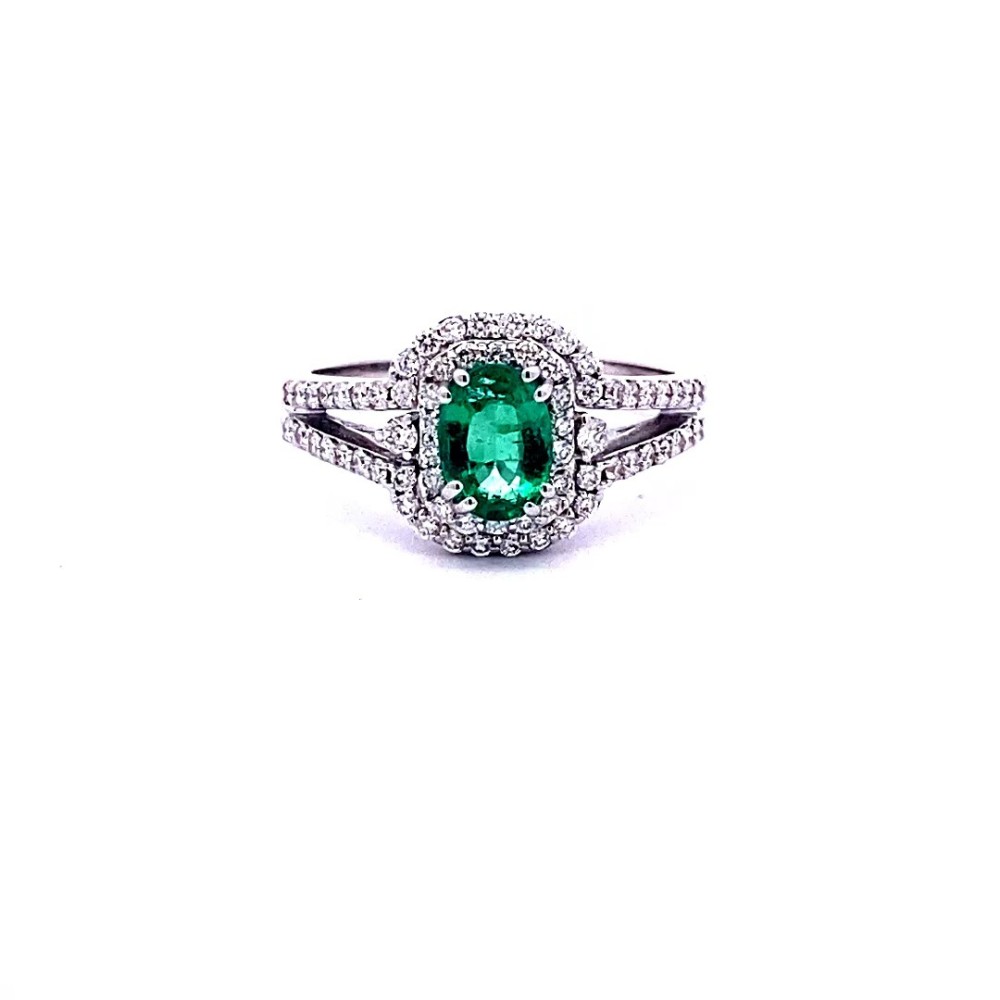 Anello con Smeraldo Ovale e Diamanti Naturali