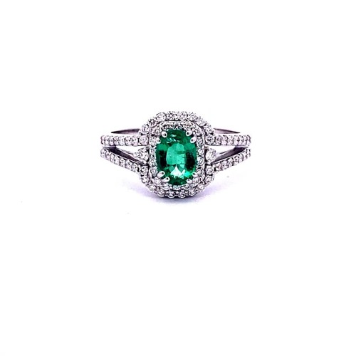 Anello con Smeraldo Ovale e Diamanti Naturali