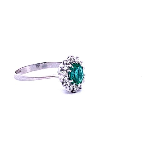 Anello con Smeraldo Ovale e Diamanti Naturali