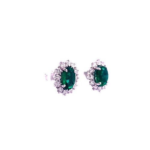 Orecchini con Smeraldi Ovali e Diamanti Naturali