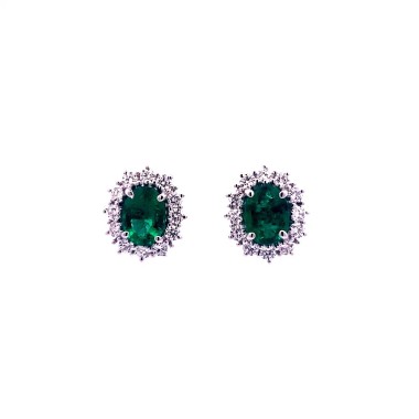 Orecchini con Smeraldi Ovali e Diamanti Naturali