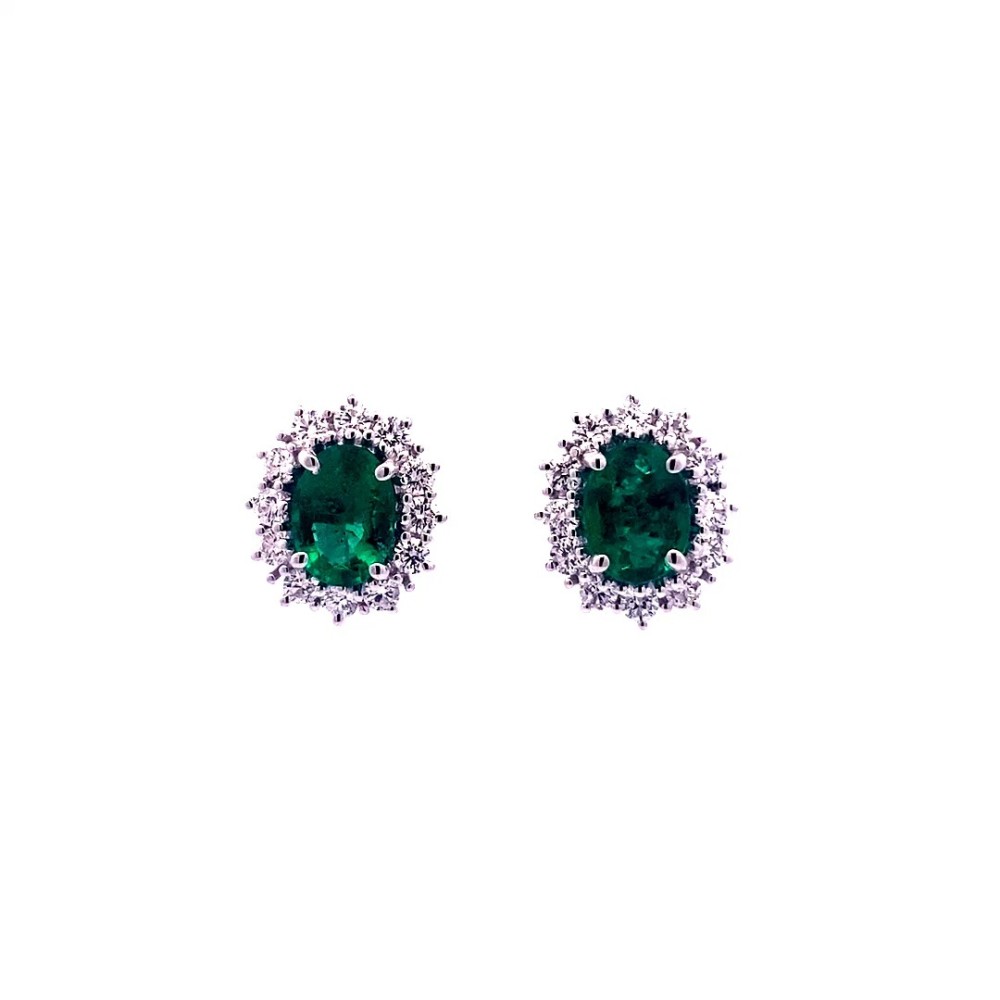 Orecchini con Smeraldi Ovali e Diamanti Naturali