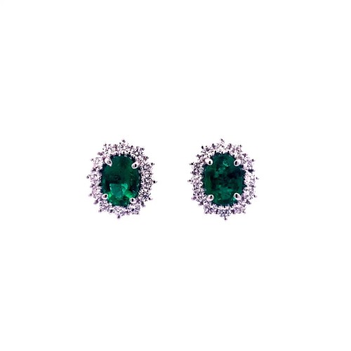 Orecchini con Smeraldi Ovali e Diamanti Naturali