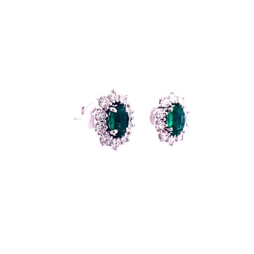 Orecchini Classici con Smeraldi Ovali e Diamanti Naturali