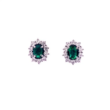 Orecchini Classici con Smeraldi Ovali e Diamanti Naturali