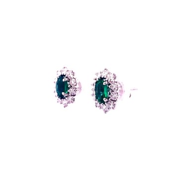 Orecchini Classici con Smeraldi Ovali e Diamanti Naturali