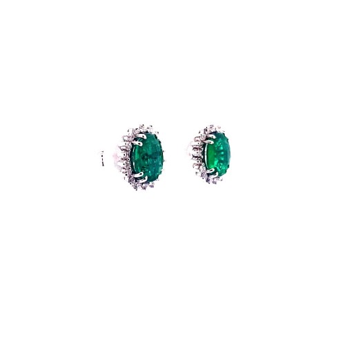 Orecchini con Smeraldi Ovali e Diamanti Naturali