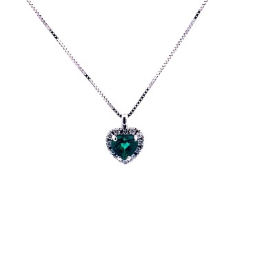 Ciondolo con Smeraldo Naturale a Cuore e Diamanti Naturali