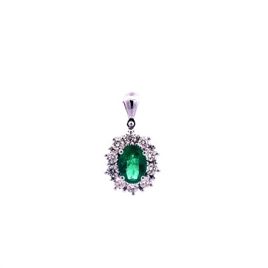 Ciondolo con Smeraldo Naturale Ovale e Diamanti Naturali