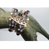 Bracciale in argento rosa 925 millesimi con madreperla, agate blu e quarzi