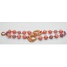 Bracciale in argento rosa 925 millesimi con fiori di madreperla rosa e agate