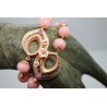 Bracciale in argento rosa 925 millesimi con fiori di madreperla rosa e agate