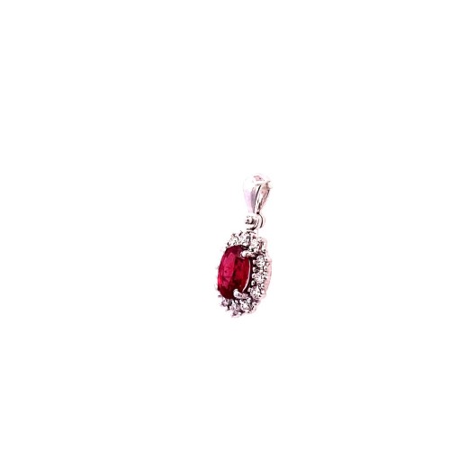 Ciondolo con Rubino Naturale e Contorno di Diamanti Naturali