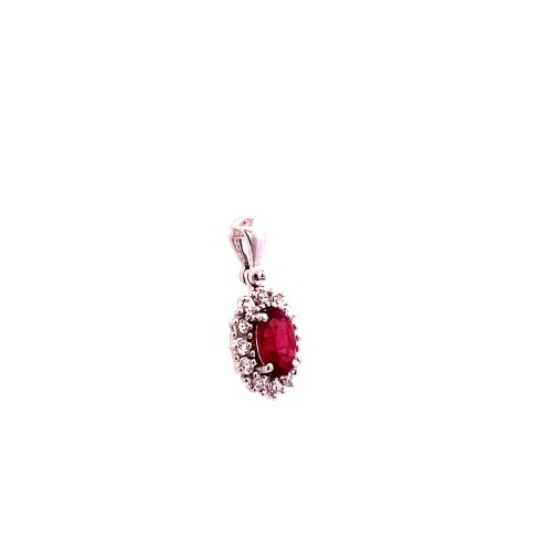 Ciondolo con Rubino Naturale e Contorno di Diamanti Naturali