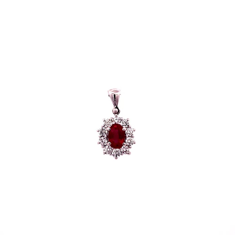 Ciondolo con Rubino Naturale e Diamanti Naturali