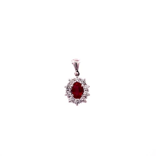 Ciondolo con Rubino Naturale e Diamanti Naturali