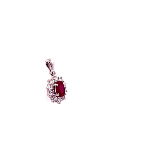 Ciondolo con Rubino Naturale e Diamanti Naturali