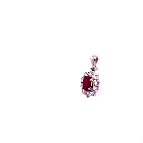 Ciondolo con Rubino Naturale e Diamanti Naturali
