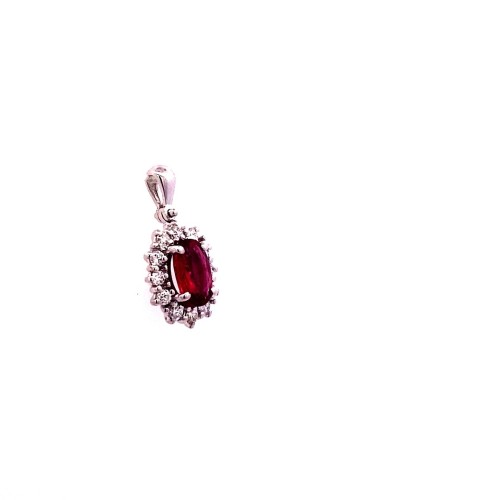 Ciondolo con Rubino Naturale e Diamanti Naturali
