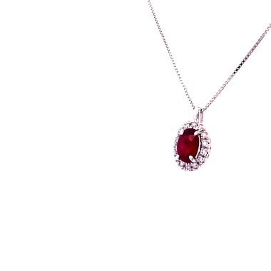 Ciondolo con Rubino Naturale e Diamanti Naturali