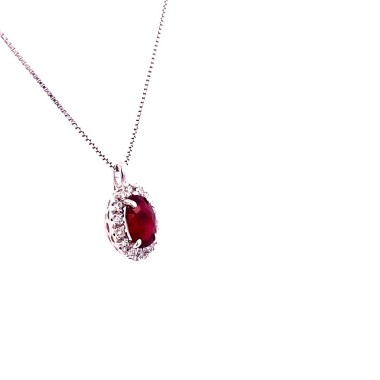 Ciondolo con Rubino Naturale e Diamanti Naturali