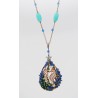 Collier in argento bianco e rosa 925 millesimi con agate e avventurine