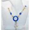 Collier in argento giallo 925 millesimi con agate, pasta di turchese e perle