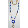 Collier in argento giallo 925 millesimi con agate, pasta di turchese e perle