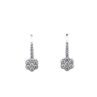Orecchini pendenti in oro bianco con Diamanti Naturali 0,39 ct