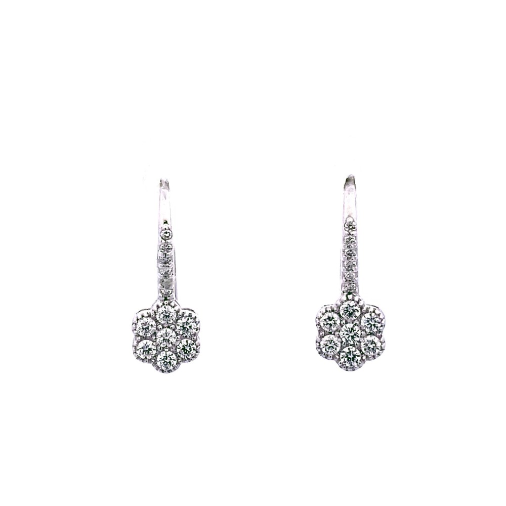 Orecchini pendenti in oro bianco con Diamanti Naturali 0,39 ct