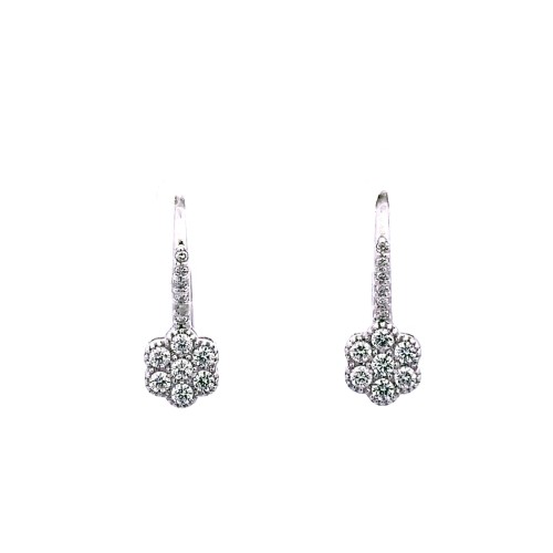 Orecchini pendenti in oro bianco con Diamanti Naturali 0,39 ct