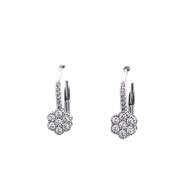 Orecchini pendenti in oro bianco con Diamanti Naturali 0,39 ct