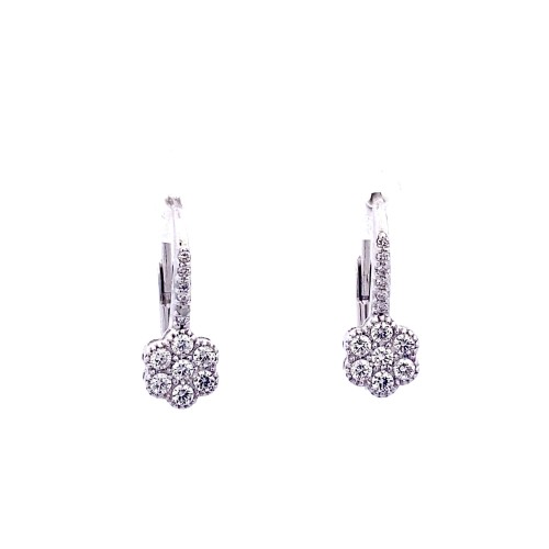 Orecchini pendenti in oro bianco con Diamanti Naturali 0,39 ct