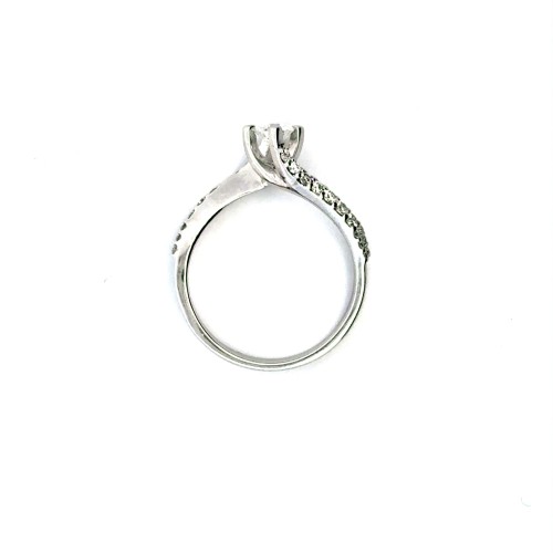 Anello con DIAMANTE NATURALE centrale certificato IGI 0,30 ct D VVS2 e diamanti laterali 0,39 ct