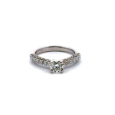 Anello con DIAMANTE NATURALE certificato GIA 0,72 ct F VS e diamanti laterali 0,98 ct