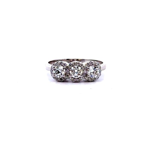Anello Trilogy con Diamanti Naturali centrali 0,69 ct e contorno 0,23 ct