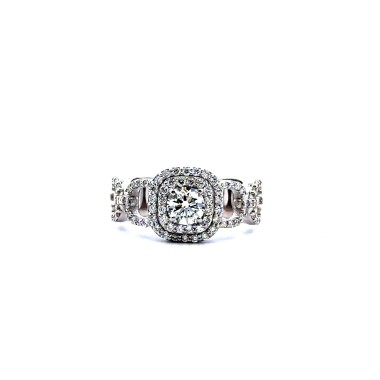 Anello con Diamante Naturale Centrale 0,50 D VS e Diamanti naturali 0,58 ct