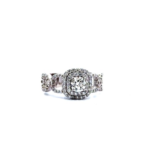 Anello con Diamante Naturale Centrale 0,50 D VS e Diamanti naturali 0,58 ct
